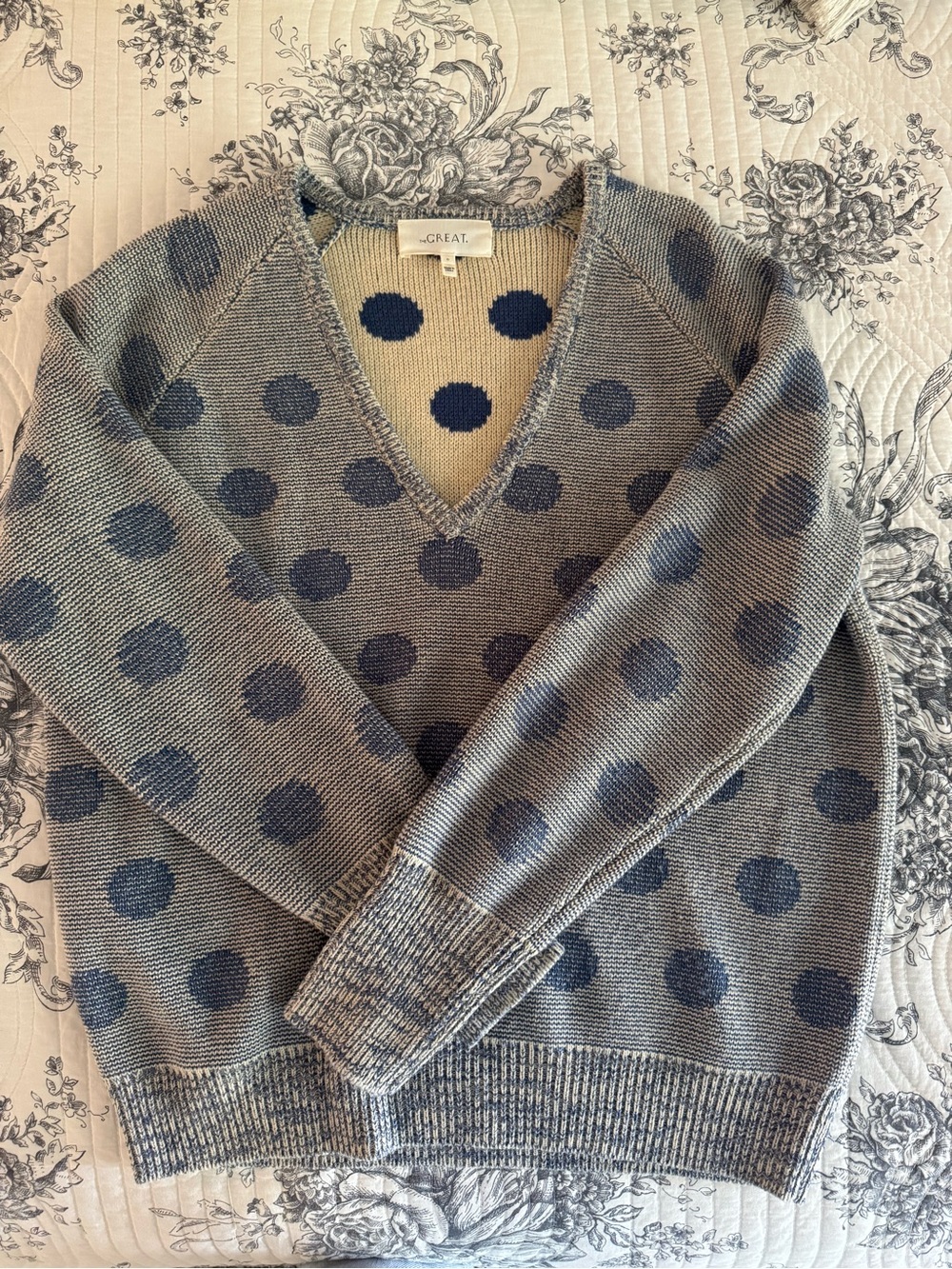 Rare The Great. Blue Polka Dot Oversized Sweater.